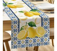 ANATTASOUL Limón Camino de Mesa de Primavera con Diseño, Decoración de Comedor de Cocina, Decoración Interior, Vacaciones, Fiesta, Decoración, 33 x 183 cm