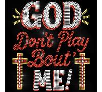 ANATTASOUL Parches Termoadhesivos de Diamantes Dios No Juega Conmigo Strass Parches para Planchar Camiseta Aplicación de Lentejuelas Termoadhesiva de Transferencia para Bolsos Ropa DIY