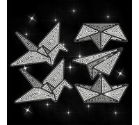 ANATTASOUL Parches Termoadhesivos de Diamantes Papel origami y grulla Strass Parches para Planchar Camiseta Aplicación de Lentejuelas Termoadhesiva de Transferencia para Bolsos Ropa DIY