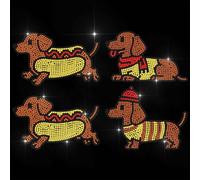 ANATTASOUL Parches Termoadhesivos de Diamantes Perro Salchicha de Dibujos Strass Parches para Planchar Camiseta Aplicación de Lentejuelas Termoadhesiva de Transferencia para Bolsos Ropa DIY