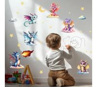 ANATTASOUL Pegatinas de Pared Dragón Acuarela y Nubes Vinilos Decorativos Adhesivos Pared Cocina Dormitorio Salón Comedor Baño(4pcx60x38cm)