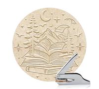 ANATTASOUL Sello de libro personalizado con estampado de libros y bosques, sello de biblioteca duradero con mango para papel, libros, sobres, invitación, certificado, regalos