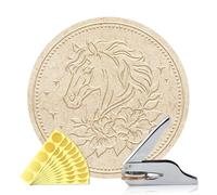 ANATTASOUL Troquelador de Libros Personalizado Sello para Caballo y Flores de Hibisco, Sello de Biblioteca Duradero con Mango para Libros, Sobres, Invitaciones(Incluye 100 Pegatinas Doradas)