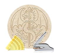 ANATTASOUL Troquelador de Libros Personalizado Sello para Espada De Dragón, Sello de Biblioteca Duradero con Mango para Libros, Sobres, Documentos, Invitaciones(Incluye 100 Pegatinas Doradas)