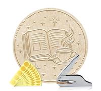 ANATTASOUL Troquelador de Libros Personalizado Sello para Libros y Café, Sello de Biblioteca Duradero con Mango para Libros, Sobres, Documentos, Invitaciones(Incluye 100 Pegatinas Doradas)