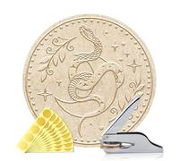 ANATTASOUL Troquelador de Libros Personalizado Sello para Serpiente y Luna, Sello de Biblioteca Duradero con Mango para Libros, Sobres, Documentos, Invitaciones(Incluye 100 Pegatinas Doradas)