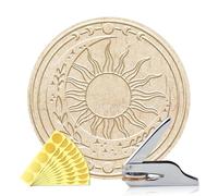 ANATTASOUL Troquelador de Libros Personalizado Sello para Sol Y Luna, Sello de Biblioteca Duradero con Mango para Libros, Sobres, Documentos, Invitaciones(Incluye 100 Pegatinas Doradas)