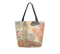 Anatty Bolso de Lona para Mujer, Vintage Británico Reino Unido Londres Big Ben Casual Bolso de Hombro Grande Bolso Bolsas de Comestibles Bolsas de Compras