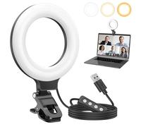 Anautin Anillo de luz Ajustable a 360°, iluminación LED portátil para videoconferencia para Monitor, Laptop y computadora de Escritorio, luz de transmisión para reuniones de Zoom, Maquillaje Selfie