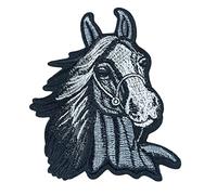 Anawakia Parche termoadhesivo bordado en forma de cabeza de caballo, adhesivo de tela aplicado bordado DIY para camiseta vaquera, gorro, bolsa (b)