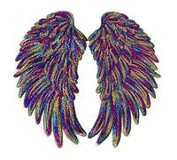 Anawakia Parche termoadhesivo para planchar o planchar sobre parches, lentejuelas, bordado, diseño de alas de ángel, para camisetas, vaqueros, ropa, bolsos, 1 par (multicolor, S, 26 x 13 cm)