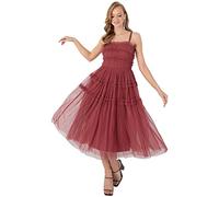Anaya with Love Ladies Cami Midi Dress Women Evening Gown Square Neck Strappy Stripes Frilly Tiered for Wedding Guest Prom Ball Red Vestir, 44 De Las Mujeres