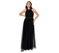Anaya with Love Ladies Maxi Dress for Women Halter Neck Long Sleeveless with Belt A Line Evening Gown Ball Prom Wedding Guest Bridesmaid, Negro 40