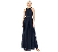 Anaya with Love Ladies Maxi Dress for Women Halter Neck Long Sleeveless with Belt A Line Evening Gown Ball Prom Wedding Guest Bridesmaid Vestido, Navy Blue, 36 para Mujer