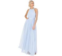 Anaya with Love Ladies Maxi Dress for Women Halter Neck Long Sleeveless with Belt A Line Evening Gown Ball Prom Wedding Guest Bridesmaid, Vestido Mujer, Light Blue,