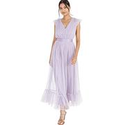 Anaya with Love Ladies Maxi Dress Women V Neckline Sleeveless Frilly for Wedding Guest Bridesmaid Prom Long High Empire Waist Tiered Vestido, Dusty Lilac, 46 para Mujer