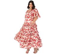 Anaya with Love Ladies Midaxi Dress for Women V Neckline Flutter Short Sleeve Ruffle Tiered for Wedding Guest Evening Gown Floral, Vestido Mujer, Floral,