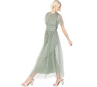 Anaya with Love Ladies Midaxi Dress Women High Waist Keyhole Short Flutter Sleeve Crew Neckline for Wedding Guest Bridesmaids Prom Vestido, Frosty Green, 38 para Mujer