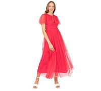 Anaya with Love Ladies Midaxi Dress Women High Waist Keyhole Short Flutter Sleeve Crew Neckline for Wedding Guest Bridesmaids Prom Vestido, Paradise Pink, 58 para Mujer