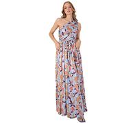 Anaya with Love Ladies Womens Maxi Dress with Slit Split One Shoulder Sleeveless Long Floral for Wedding Guest Summer Evening Gown, Vestido Mujer, Blue,