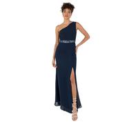 Anaya with Love Women's Ladies Maxi Dress One Shoulder Sleeveless Sequin Embellished Split Slit A-Line for Evening Party Prom Ball Gown Vestido, Navy Blue, 46 para Mujer