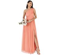 Anaya with Love Womens Ladies Maxi One Cold Shoulder Dress with Slit Split Sleeveless Prom Wedding Guest Bridesmaid Ball Evening Gown, Vestido Mujer, Coral Pink,
