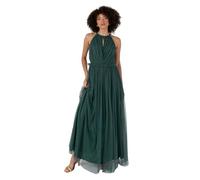 Anaya with Love Women's Maxi Dress Ladies Sleeveless Halterneck Ruffle Empire A-Line For Wedding Guest Bridesmaid Ball Evening Occasion Vestido, Emerald Green, 50 para Mujer