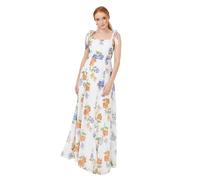 Anaya with Love Women's Maxi Dress Ladies Sleeveless Square Neck Bow Tie Straps A-Line Shirred Back Bridesmaid Wedding Guest Prom Vestido, Ivory Floral Print, 42 para Mujer