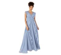 Anaya with Love Women's Maxi Dress Ladies Sleeveless V-Neck Waterfall Ruffle Lace for Wedding Guest Bridesmaid Evening Prom Ball Gown, Vestido De Las Mujeres, Dusty Blue,