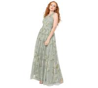Anaya with Love Women's Maxi Dress Ladies Sleeveless V-Neck Wrap Tulle Waistband A-Line Keyhole Back Bridesmaid Wedding Guest Prom Vestido, Sage Green Floral, 44 Mujeres