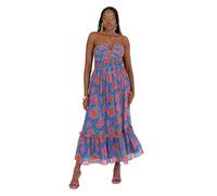 Anaya with Love Women's Midaxi Dress Ladies Halter Neck Sleeveless Floral Print Sequin Embellished Ruffle Shirred Back Chiffon A-Line Vestido, Cobalt Blue, 36 De Las Mujeres