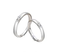 ANAZOZ Anillo Boda Hombre y Mujer Plata de Ley 925, Corazón Rompecabezas con Circonita, Anillos de Alianza Plata Ajustable