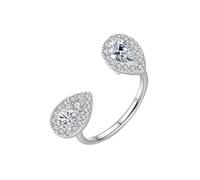 ANAZOZ Anillo Compromiso de Mujer Gota de Agua con Moissanita, Anillo Matrimonio 9Kilates Oro Blanco Mujer, Plata, Talla 7(47mm)