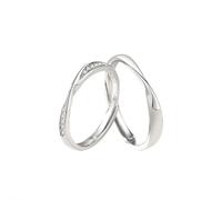 ANAZOZ Anillo Compromiso Pareja Plata de Ley 925, Redondo con Circonita, Anillos de Plata Ajustables