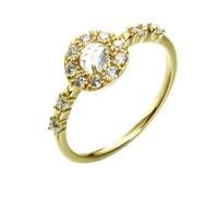 ANAZOZ Anillo de Compromiso de Matrimonio Mujer Redondo con Topacio Creado y Moissanita, Anillo Alianza Oro 14 K para Mujer, Oro, Tamaño 25(65mm)