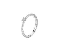 ANAZOZ Anillo de Compromiso para Mujer 3x3,5 mm Corazón con Moissanita, Anillo Matrimonio 9Kilates Oro Blanco Mujer, Plata, Tamaño 25(65mm)