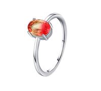 ANAZOZ Anillo de Mujer Compromiso 5x7mm Ovalado con Rubí Creado, Anillos de Boda de Oro Blanco de 14Kilates para Mujer, Plata, Tamaño 25(65mm)