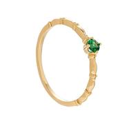 ANAZOZ Anillo de Promesa de Mujer Redondo con Esmeralda Creada, Anillo de Matrimonio Oro Amarillo 14 K para Mujer, Oro Verde, Talla 11(51mm)