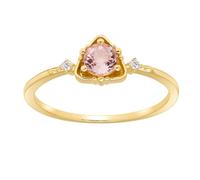ANAZOZ Anillo de Promesa para Mujer Triángulo y Redondo con Morganita Creada y Moissanita, Anillos Compromiso Mujer Oro Amarillo de 18 K, Oro, Talla 9(49mm)