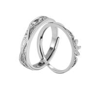 ANAZOZ Anillo Matrimonio Hombre y Mujer Grabados Personalizados Plata de Ley, Ramos y Hojas, Anillo Plata Compromiso Pareja Ajustable