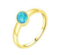 ANAZOZ Anillo para Mujer de Promesa 4x6mm Ovalado con Ópalo, Anillo de Bodas de Oro Amarillo 9 Kilates Mujer, Oro, Tamaño 25(65mm)