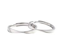 ANAZOZ Anillo Plata de Ley 925 de Matrimonio Hombre y Mujer Grabado Personalizado, Redondo Simple, Anillo Plata Boda Ajustables