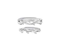 ANAZOZ Anillo Plata de Ley de Promesa Hombre y Mujer, Ramas con Circonita, Anillos de Plata Ajustables