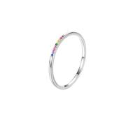 ANAZOZ Anillos Boda Mujer Redondo Simple con Circonita, Anillos Matrimonio Mujer Oro Blanco 18K, Plata, Talla 25(65mm)