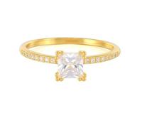 ANAZOZ Anillos de Boda Mujer Cuadrado con Moissanita, Anillo Compromiso 14 Kilates Oro Mujer, Oro, Talla 25(65mm)