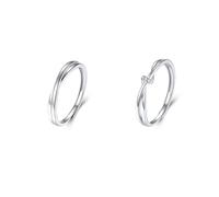 ANAZOZ Anillos de Boda Mujer y Hombre Grabado Personalizado Plata de Ley 925, Geométrico con Circonita, Anillo Plata Ajustables de Compromiso