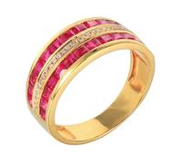 ANAZOZ Anillos de Mujer Alianzas Cuadrado con Rubí Creado de 2.25ct y Moissanita, Anillos Boda Oro Amarillo Mujer 9Kilates Modernos, Oro Rojo, Tamaño 27(67mm)