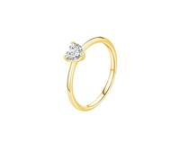 ANAZOZ Anillos de Mujer Compromiso 5x5,5mm Corazón Solitario con Moissanita, Anillo de Boda de Oro 14 Kilate para Mujer, Oro, Tamaño 14(54mm)