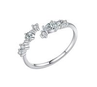 ANAZOZ Anillos Mujer de Promesa Gota de Agua con Moissanita, Anillo de Matrimonio Oro Blanco de 18Kilates Mujer, Plata, Talla 14(54mm)