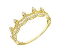 ANAZOZ Anillos Mujer para Boda Corona con Moissanita, Anillos Matrimonio Oro Amarillo 9Kilates para Mujer, Oro, Tamaño 25(65mm)